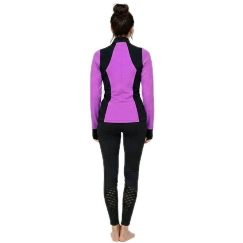 Funky Diva Women's Dancetech Side Mesh Leggings & Athletic Jacket Set Purple - Picture 4 of 14